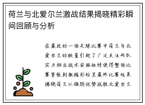 荷兰与北爱尔兰激战结果揭晓精彩瞬间回顾与分析